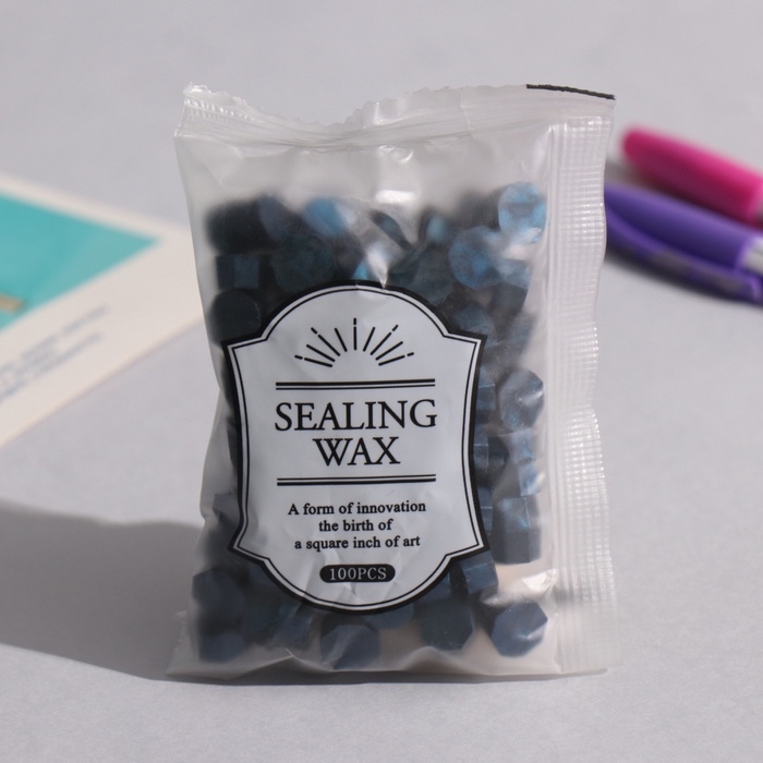 Сургуч в гранулах Сургуч в гранулах "Синий" перламутр набор 100 капсул