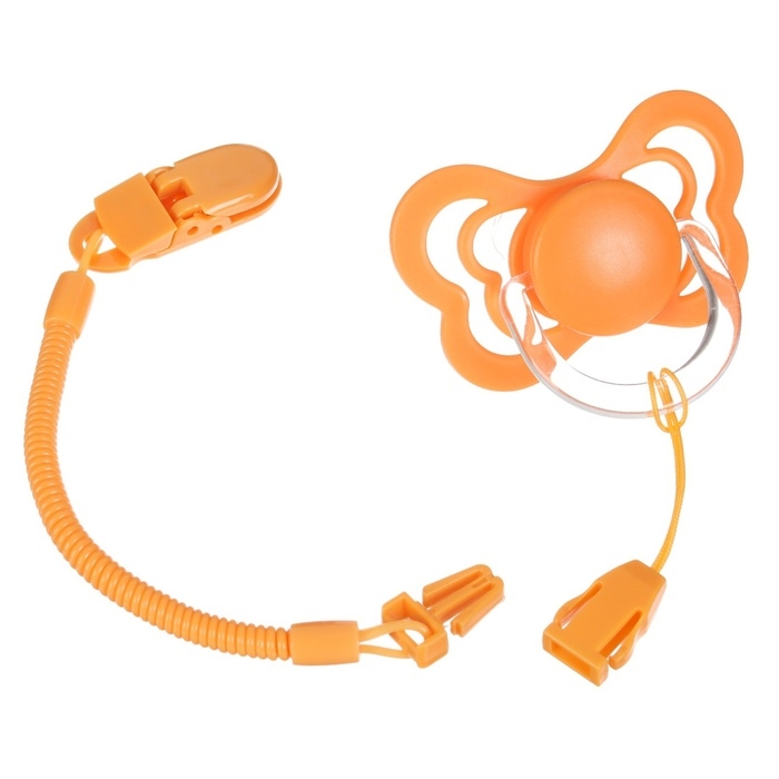 Соска - пустышка ортодонтическая, силикон, +6 мес., с держателем цвет оранжевый Соска - пустышка ортодонтическая, силикон, +6 мес., с держателем цвет оранжевый