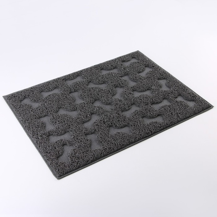 Коврик универсальный под миску и лоток «Косточки», 30х40 см, серый Коврик универсальный под миску и лоток «Косточки», 30х40 см, серый