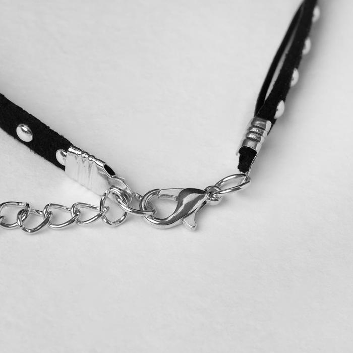 Чокер «Две нити» квадратный кристалл, цвет белый в чёрном, 40см Чокер «Две нити» квадратный кристалл, цвет белый в чёрном, 40см