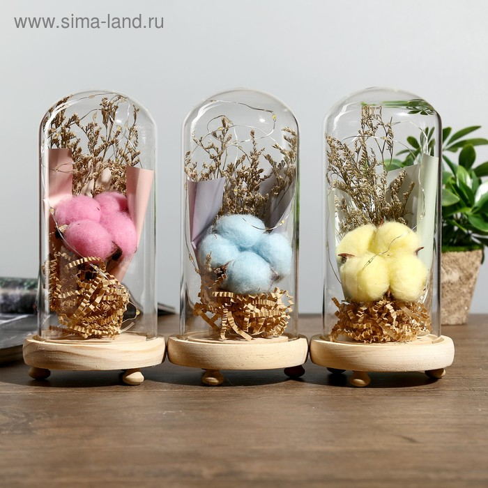 Ночник-колба Ночник-колба "Цветок из хлопка" LED батарейки 3хААА МИКС 9,5х9,5х19 см RISALUX