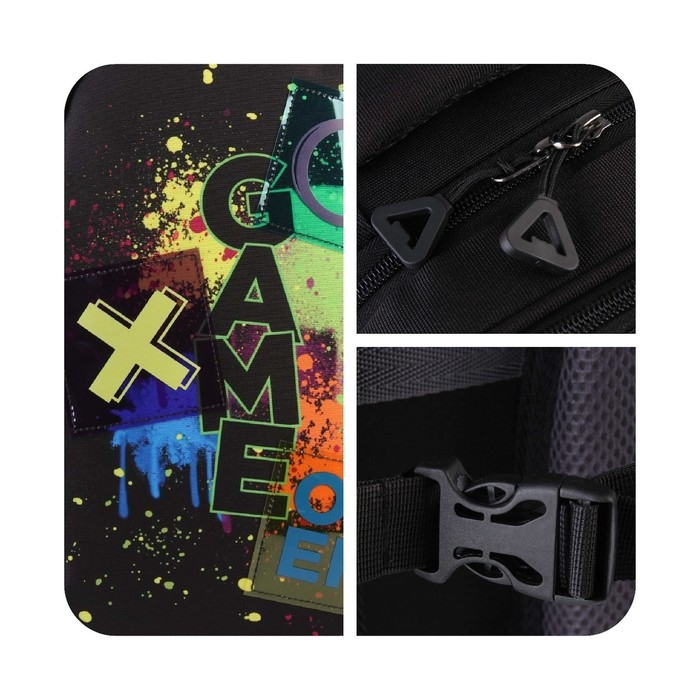 Рюкзак школьный, эргономичная спинка  «1 сентября: Game over» 39x32x14 см Рюкзак школьный, эргономичная спинка  «1 сентября: Game over» 39x32x14 см