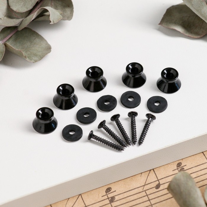 Набор замков-фиксаторов для гитарного ремня Music Life черный,  5 шт Набор замков-фиксаторов для гитарного ремня Music Life черный,  5 шт