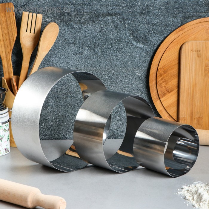 Набор форм для выпечки и выкладки «Круг», d-20, h-8,5 см, 3 шт Набор форм для выпечки и выкладки «Круг», d-20, h-8,5 см, 3 шт