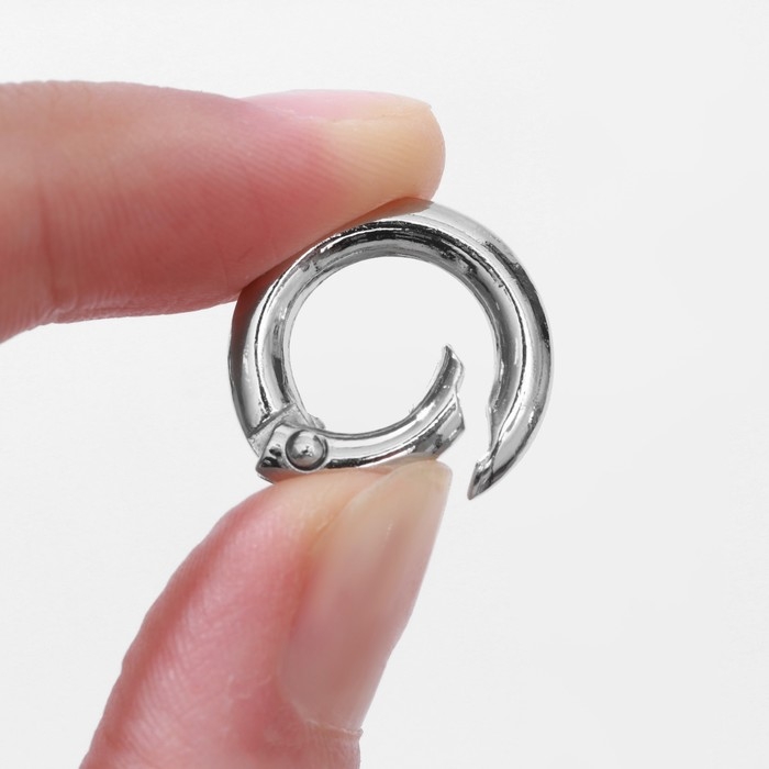 Кольцо-карабин, d = 13/20 мм, толщина - 3,5 мм, 5 шт, цвет серебряный Кольцо-карабин, d = 13/20 мм, толщина - 3,5 мм, 5 шт, цвет серебряный