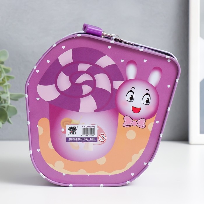 Копилка металл с замочком Копилка металл с замочком "Улиточка" МИКС 16,3х8,2х16,1 см