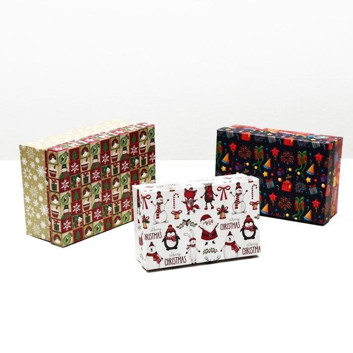 Набор коробок 3 в 1 Набор коробок 3 в 1 "Уютный новый год", 23 х 16 х 9,5 - 19 х 12 х 6,5 см