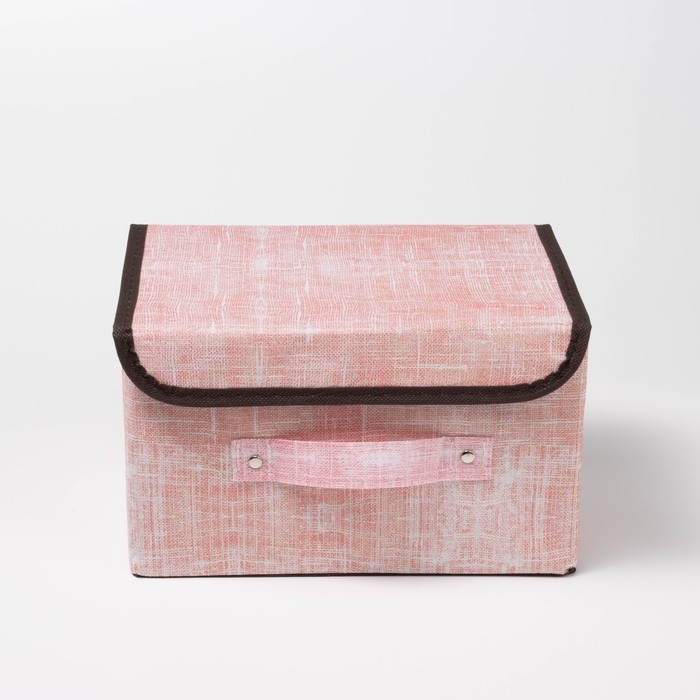 Короб стеллажный для хранения с крышкой «Ронда», 26×20,5×16 см, цвет розовый Короб стеллажный для хранения с крышкой «Ронда», 26×20,5×16 см, цвет розовый