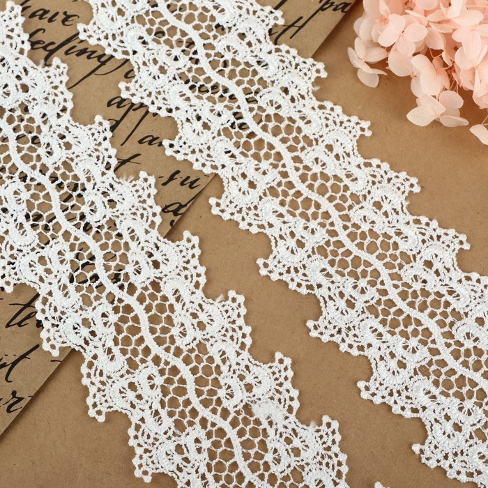 Кружево гипюровое, 60 мм × 6,8 ± 0,5 м, цвет белый Кружево гипюровое, 60 мм × 6,8 ± 0,5 м, цвет белый