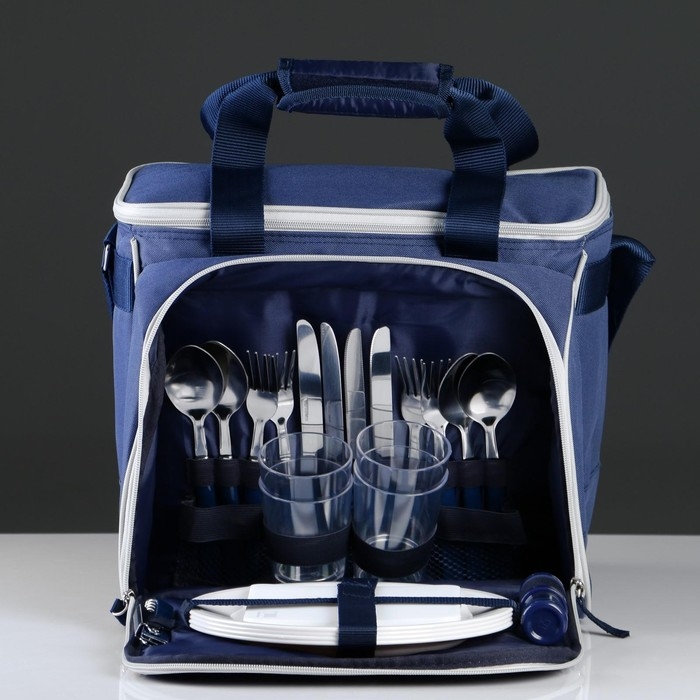 Термосумка  Термосумка "Арктика", с набором для пикника на 4 человека, 13.5 л, 31 х 34 х 24 см