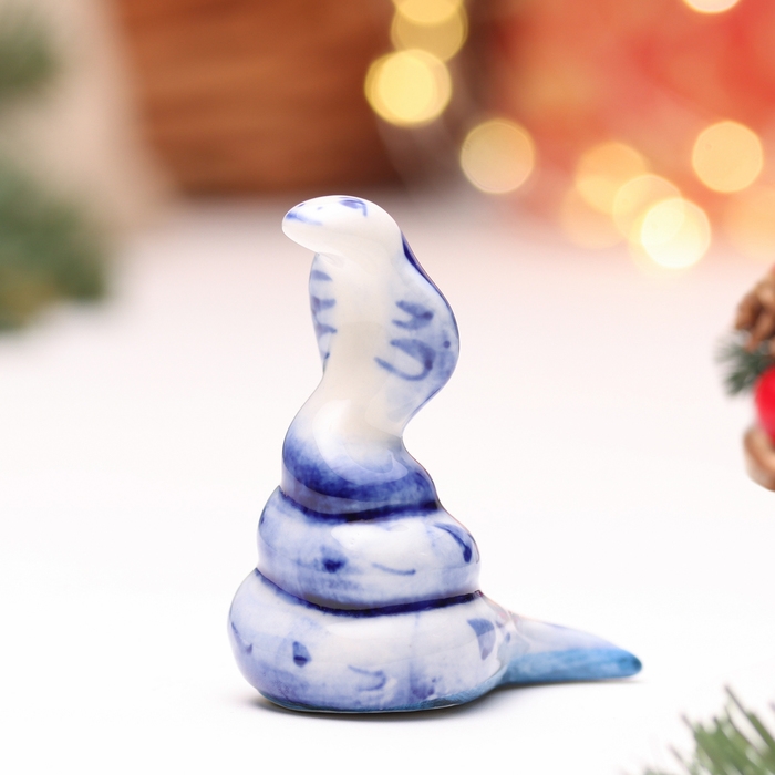 Новый год. Сувенир символ года 2025 Новый год. Сувенир символ года 2025 "Змея Жужа", гжель, 5,5 см