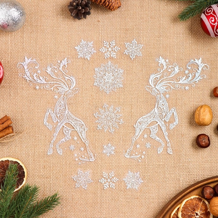 Набор наклеек оформительский  Набор наклеек оформительский "Зимняя сказка" голографическая фольга, 33,8х24,4см