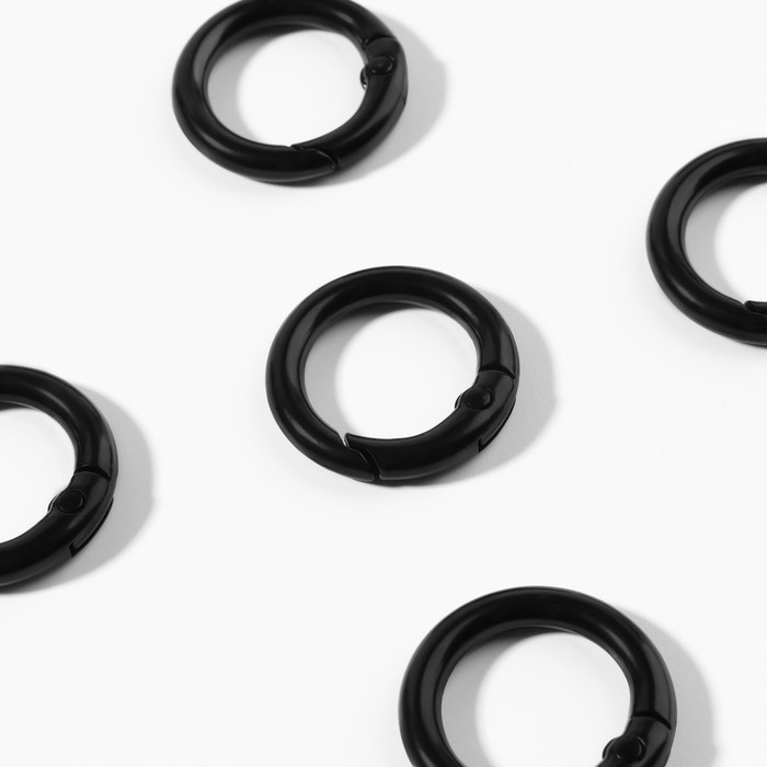 Кольцо-карабин, d = 16/24 мм, толщина - 4 мм, 5 шт, цвет чёрный Кольцо-карабин, d = 16/24 мм, толщина - 4 мм, 5 шт, цвет чёрный