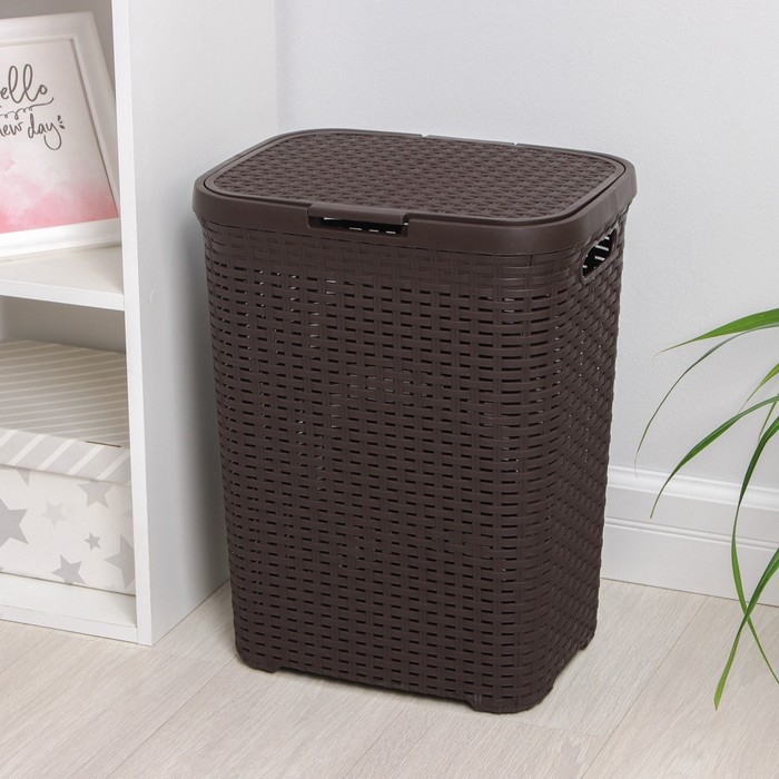 Корзина бельевая с крышкой «Ротанг», 40 л, 37×29×48 см, цвет коричневый Корзина бельевая с крышкой «Ротанг», 40 л, 37×29×48 см, цвет коричневый
