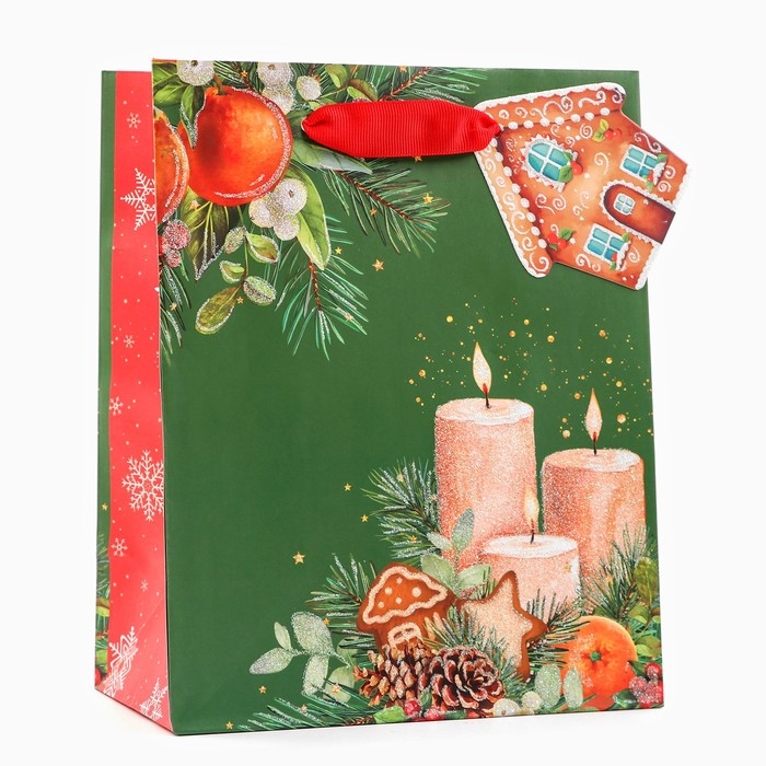 Новый год. Пакет подарочный  Новый год. Пакет подарочный "Уют", люкс, 18 х 22,3 х 10 см.