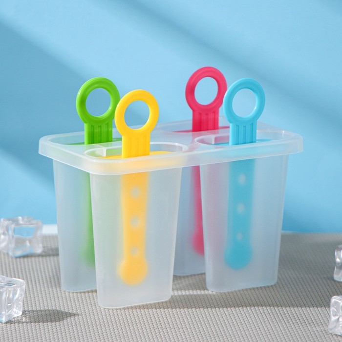 Форма для мороженого Доляна «Симпл», 12,5×7×10 см, 4 ячейки, цвет прозрачный Форма для мороженого Доляна «Симпл», 12,5×7×10 см, 4 ячейки, цвет прозрачный