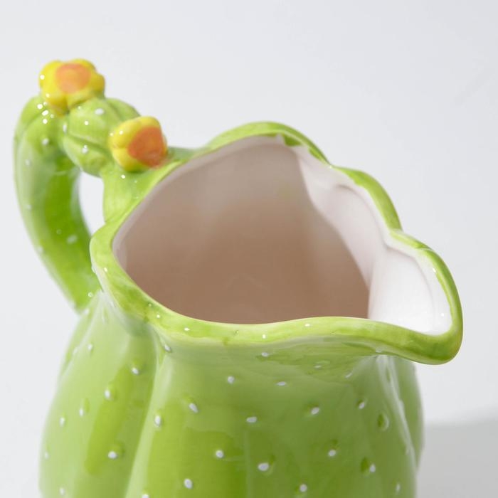 Кувшин для воды керамический «Кактус», 1 л, 11×18,5 см, цвет зелёный Кувшин для воды керамический «Кактус», 1 л, 11×18,5 см, цвет зелёный