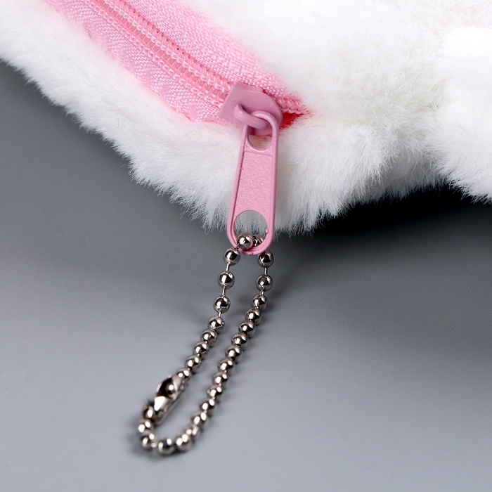 Пенал школьный мягкий «Зайчик», 21 × 13 см, плюш, белый цвет Пенал школьный мягкий «Зайчик», 21 × 13 см, плюш, белый цвет