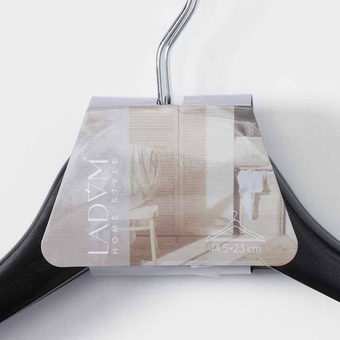 Плечики - вешалки для одежды LaDо́m Bois, 44,5×1,2×23 см, 3 шт, деревянные сорт А, антискользящая перекладина, цвет тёмное дерево Плечики - вешалки для одежды LaDо́m Bois, 44,5×1,2×23 см, 3 шт, деревянные сорт А, антискользящая перекладина, цвет тёмное дерево