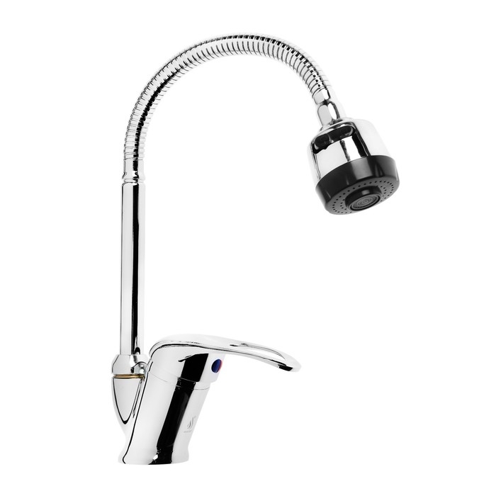 Смеситель для кухни  Смеситель для кухни "ЦС-СМ" ЭП401149, однорычажный, на шпильке, гибкий излив, хром