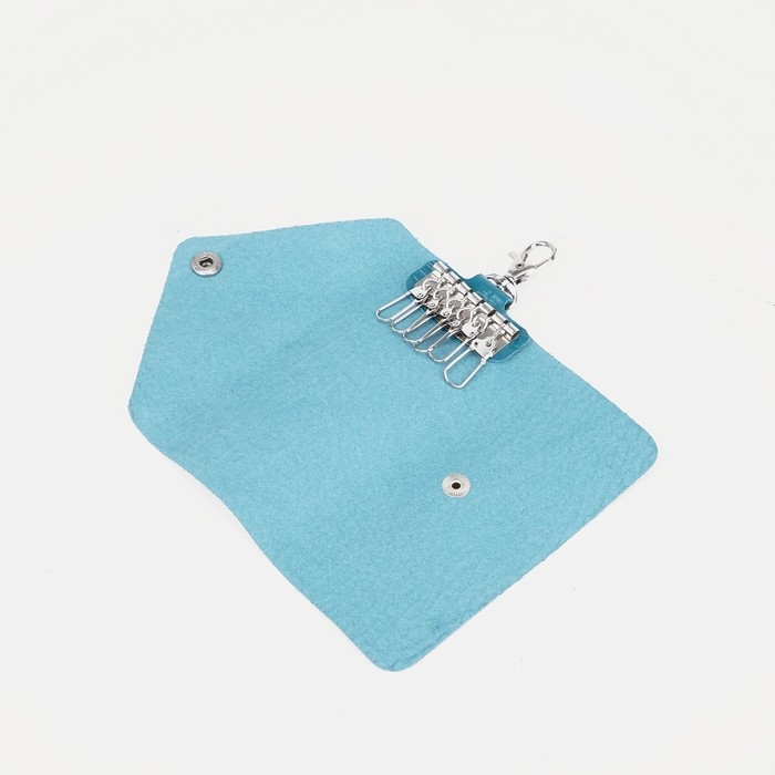 Ключница на кнопке, длина 11 см, 7 карабинов, цвет бирюзовый Ключница на кнопке, длина 11 см, 7 карабинов, цвет бирюзовый