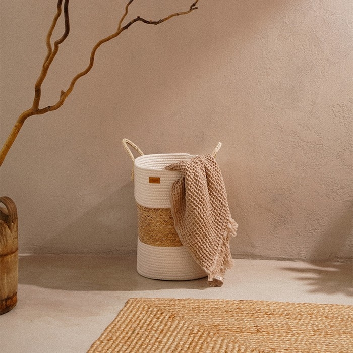 Корзина для белья плетеная круглая SL Home Orden, 35×40 см, хлопок, гиацинт Корзина для белья плетеная круглая SL Home Orden, 35×40 см, хлопок, гиацинт