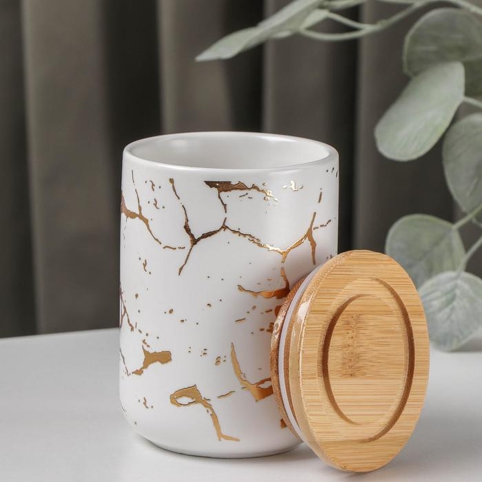 Банка для хранения сыпучих продуктов Gold, 350 мл, 8×12 см, керамическая, цвет белый Банка для хранения сыпучих продуктов Gold, 350 мл, 8×12 см, керамическая, цвет белый