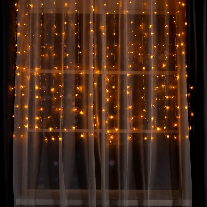 Гирлянда «Занавес» 2 × 1.5 м, IP20, прозрачная нить, 360 LED, свечение жёлтое, 8 режимов, 220 В Гирлянда «Занавес» 2 × 1.5 м, IP20, прозрачная нить, 360 LED, свечение жёлтое, 8 режимов, 220 В
