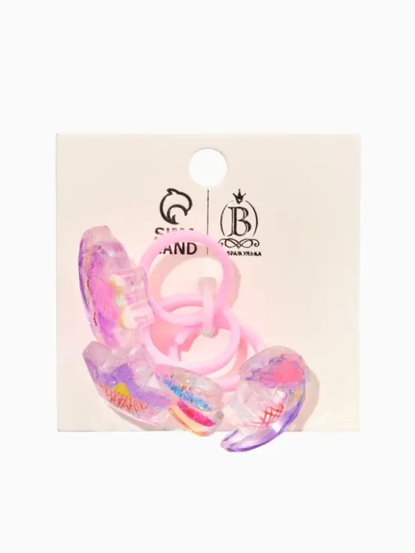 Набор детских колец "Выбражулька" звездочка с блестками, 3 шт. разноцветные