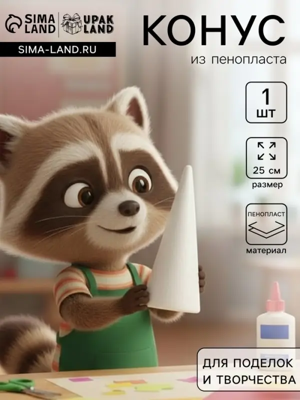 Конус из пенопласта для поделок и творчества, 1 шт., 25 см
