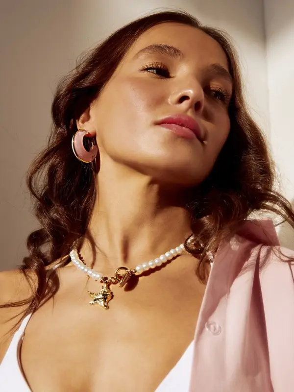 Серьги-кольца акрил &laquo;Тренд&raquo;, розовые в золоте