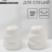 Набор для специй Доляна &laquo;Зефир&raquo;, солонка, перечница, 100 мл, керамика, белый