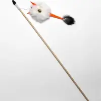 Дразнилка - удочка из меха кролика &laquo;Монстрик&raquo;, на деревянной палочке, цвет МИКС