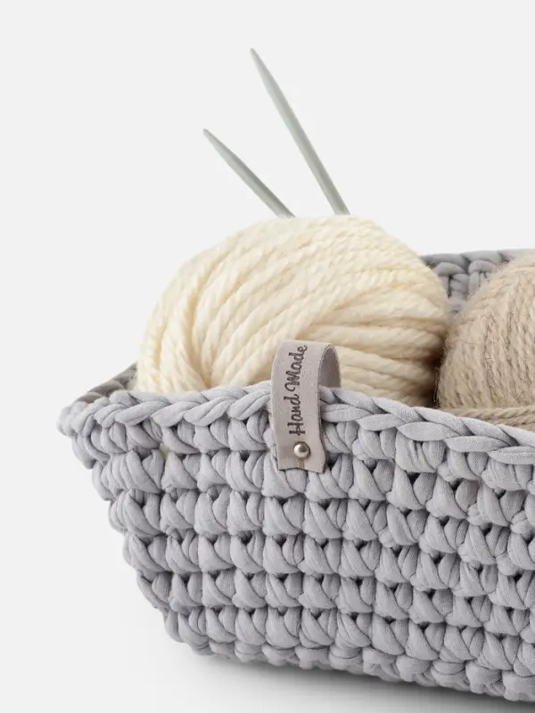 Бирка с кнопкой Hand made, 8&times;1.5 см, 10 шт., серая