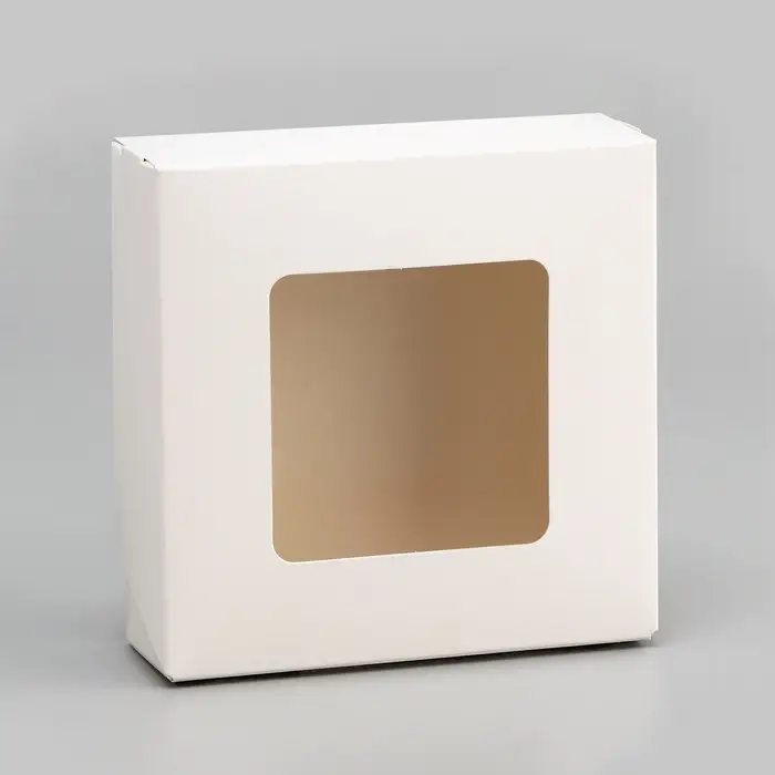 Коробка пищевая, с окном, белый, 11.5&times;11.5&times;4 см