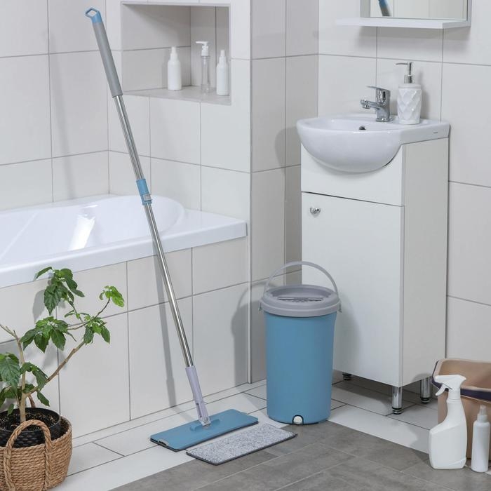 Швабра с отжимом и ведро Доляна: ведро с отсеками 10 л, 24×38 см, швабра плоская 32×12×120 см, насадка с карманами с двух сторон Швабра с отжимом и ведро Доляна: ведро с отсеками 10 л, 24×38 см, швабра плоская 32×12×120 см, насадка с карманами с двух сторон