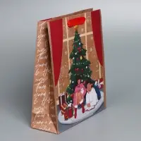 Пакет подарочный новогодний крафтовый &laquo;Уют в доме&raquo;, M 26 х 30 х 9 см