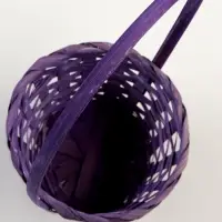 Корзина плетёная для хранения, 13&times;13&times;9.5 см, ручка h=21 см, бамбук, фиолетовая