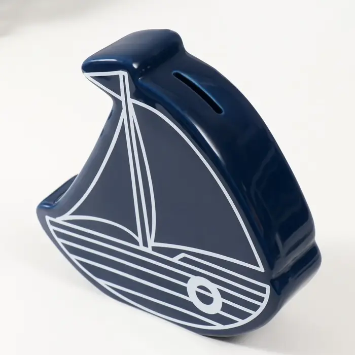 Копилка для денег &laquo;Парусник&raquo;, керамика, синий, 20&times;5.2&times;19.5 см