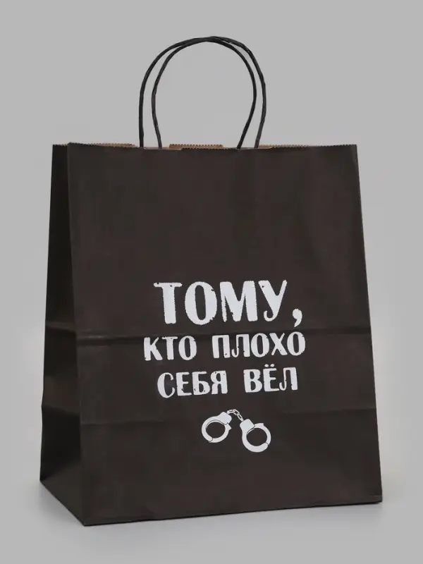 Пакет подарочный &laquo;Тому, кто плохо себя вёл&raquo;, 24&times;14&times;28 см, крафт