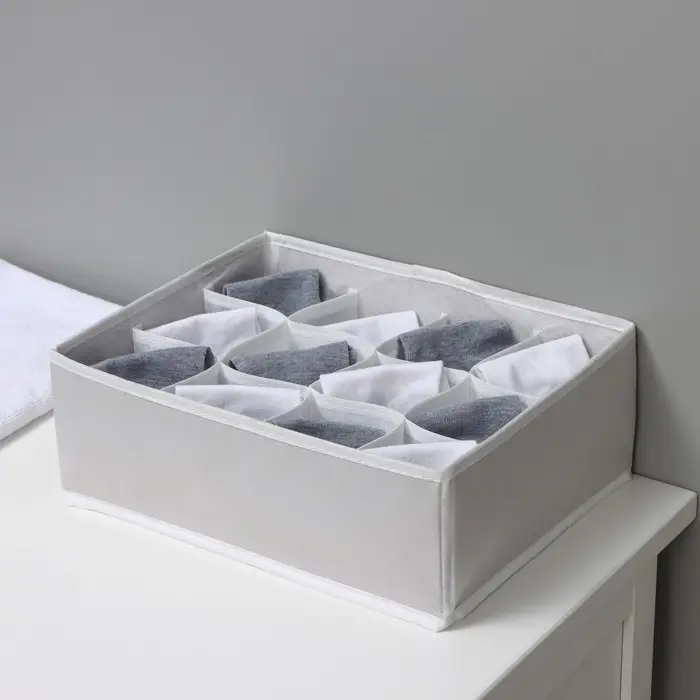 Органайзер для хранения белья LaDо́m, 12 ячеек, 32&times;24&times;12 см, серый