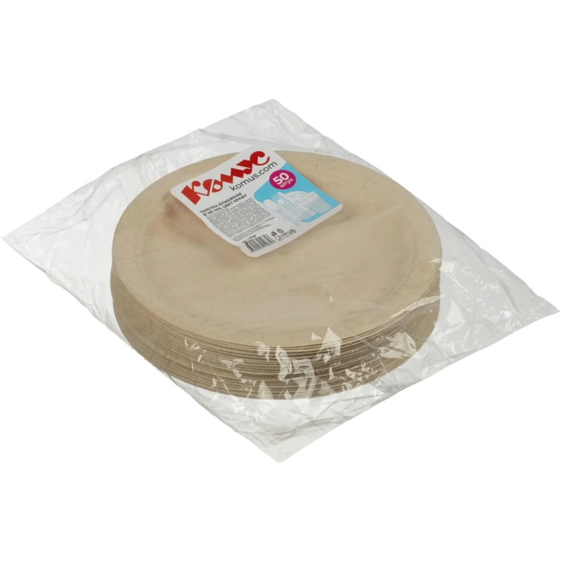 Тарелка одноразовая из бумаги цв. Крафт д 180 мм, 50шт/уп