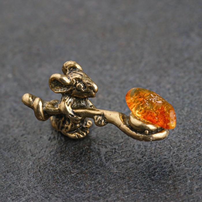 Сувенир кошельковый Сувенир кошельковый "Мышка с полной ложкой", с натуральным янтарём