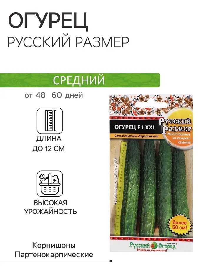 Семена Огурец XXL, F1, серия Русский размер, 8 шт Семена Огурец XXL, F1, серия Русский размер, 8 шт