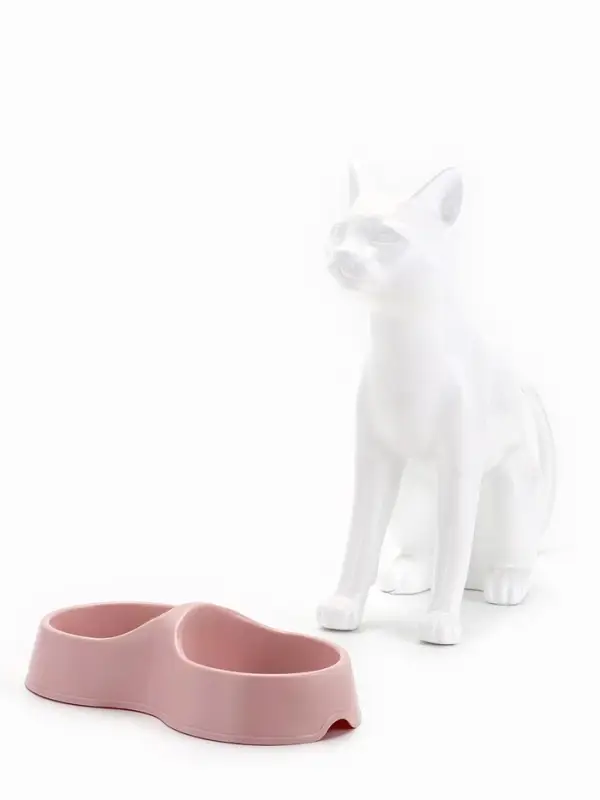Миска двойная &laquo;Мур-мяу&raquo; 22.5 см &times; 13 см &times; 6 см, 0.2 л, пластик, розовая