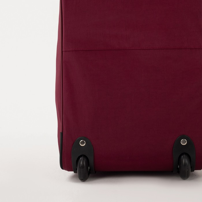 Сумка дорожная на колёсах, отдел на молнии, с увеличением, наружный карман, длинный ремень, цвет бордовый Сумка дорожная на колёсах, отдел на молнии, с увеличением, наружный карман, длинный ремень, цвет бордовый