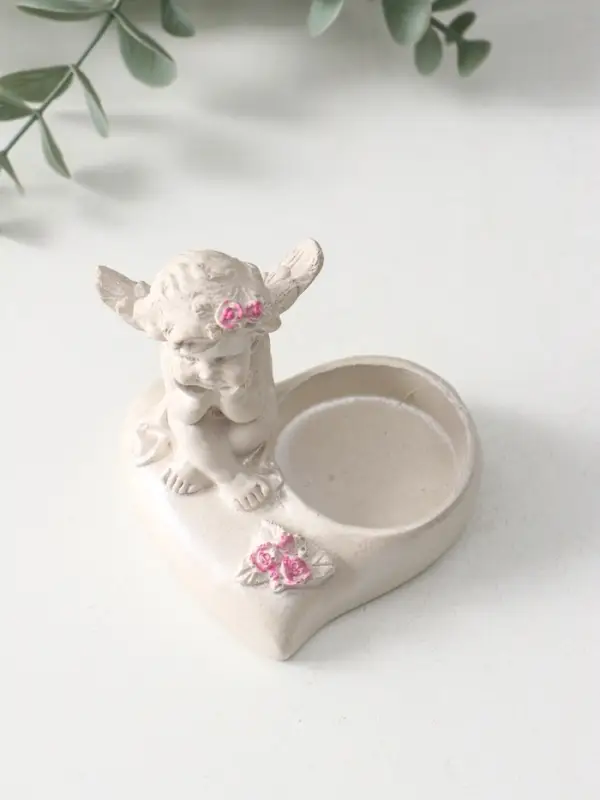 Фигурка - подсвечник на 1 свечу &laquo;Ангел на сердце&raquo;, 8&times;7&times;7.5 см, перламутр