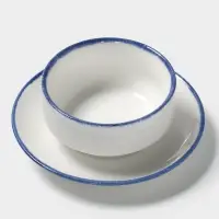 Бульонница с блюдцем Magistro Blue Lagoon, 300 мл, фарфор, белая