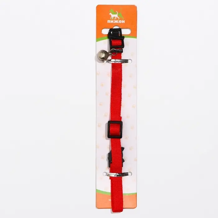 Ошейник кошачий с бубенчиком, 30 х 1 см, полиэстер, красный Ошейник кошачий с бубенчиком, 30 х 1 см, полиэстер, красный
