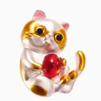 Брошь &laquo;Котёнок&raquo; с клубочком, цветная в золоте